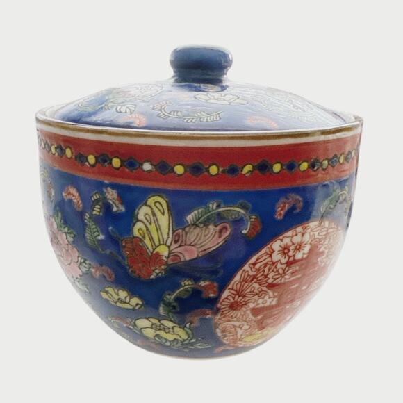 Vintage Chinese Blue Good Luck Porcelain Lidded Jar - Picture 3 of 10